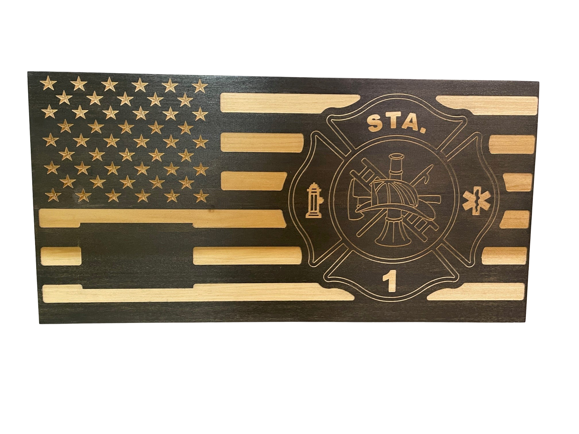 Custom Wood U.S. Flag for Firefighters