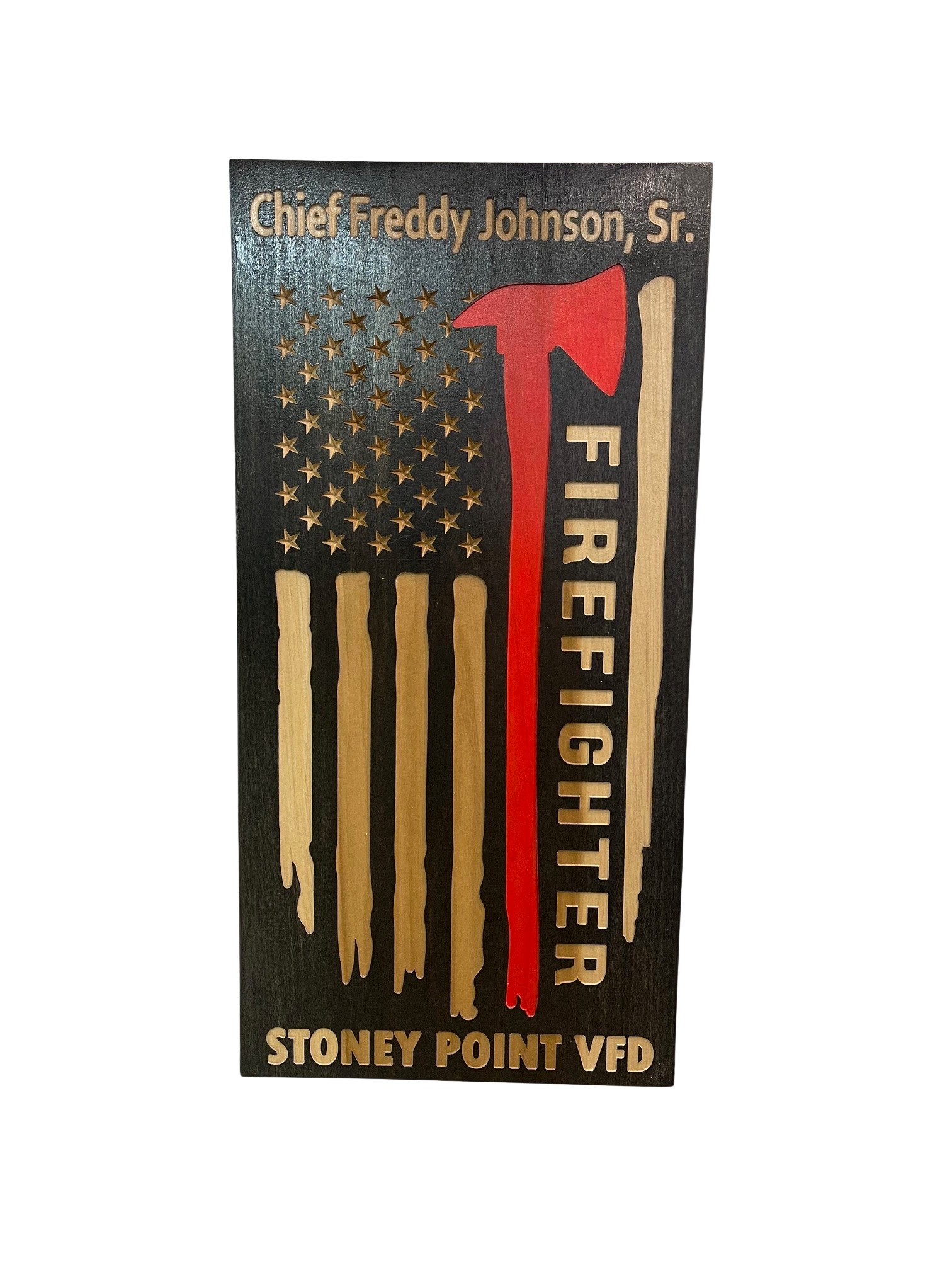 Custom Wood U.S. Flag for Firefighters