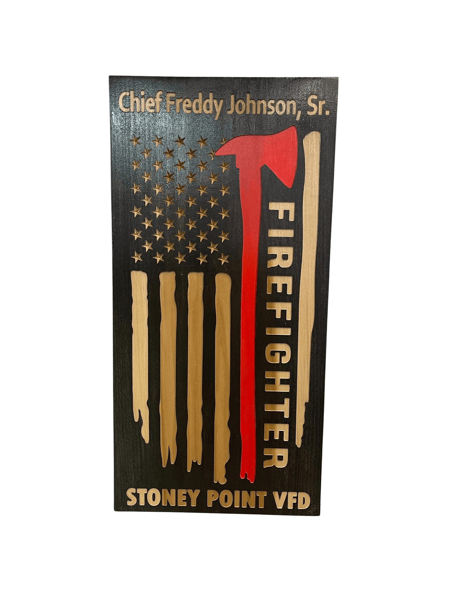 Custom Wood U.S. Flag for Firefighters The Trophy House, Inc.