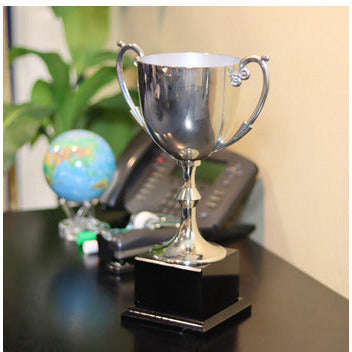 Silver Metal Cup On Black Marble Base The Trophy House, Inc.