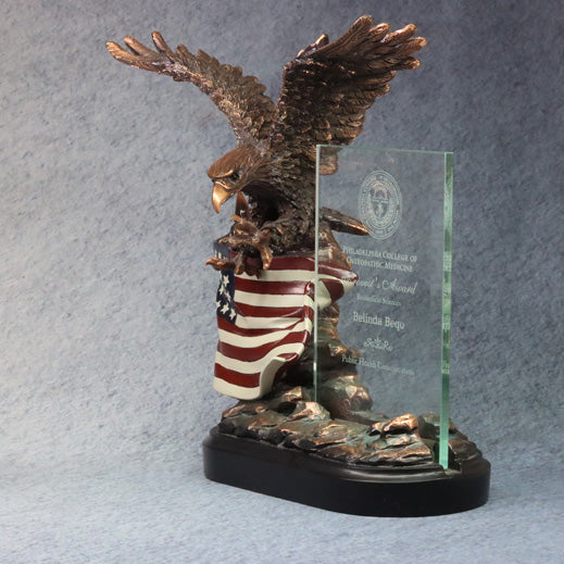 Bronze Eagle With Flag and Crystal